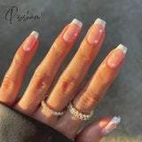 24Pcs Summer Short Natural Nude White French Nail Tips False Fake Nails Acrylic Press On Ultra Easy