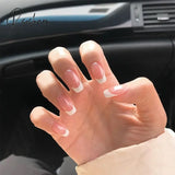 24Pcs Summer Short Natural Nude White French Nail Tips False Fake Nails Acrylic Press On Ultra Easy