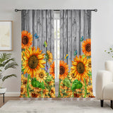 2pcs Sunflower Printed Curtain, Rod Pocket Window Treatment For Bedroom Office Kitchen Living Room Study Home Decor