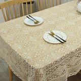 Pastoral Style Four Leaf Flower Polyester Tablecloth - 1pc Vintage Crochet Tassel Square Table Cover - Machine Made Woven Decor for Wedding, Family Gathering, Christmas, Long Table & Dressing Table Decoration
