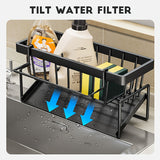 Easy-Install Space-Saving Sink Organizer - Durable Metal Drain Rack for Kitchen & Bathroom Storage, No-Drill Design, Drying Racks