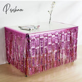 275*75Cm Glitter Table Skirt Metallic Party Decoration Hawaii Supplies Hawaiian Decorations Foil