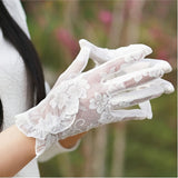 [Lace Gloves] Thin Lace Women's Elegant Gloves - Breathable Touch Screen Sunscreen Short Driving Gloves