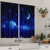 2pcs Galaxy Window Curtains - Starry Sky Rod Pocket Drapes For Room, Kitchen, Study, Bedroom, Living Room, And Playroom - Soft And Stylish Window Treatment