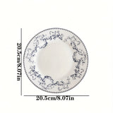 [1pc Vintage Floral Ceramic Plate] 1pc Ceramic Plate, Vintage Floral Style Ceramic Plate, Western Food Plate, Pasta Plate, Dessert Plate, For Home Dorm Kitchen Restaurant, Tableware Accessories, Kitchen Supplies