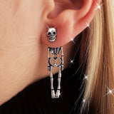 Halloween Silvery Skeleton Design Dangle Earrings Retro Goth Style Alloy Jewelry Ghost Festival Ornaments