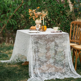 [Floral Lace Tablecloth for Events] Elegant Lace Tablecloth with Floral Pattern - Perfect for Weddings, Bridal Showers, Birthdays, and Special Events - Polyester, Machine-Made Table Cover for Outdoor Decor, Suitable for Summe