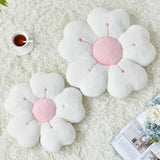 Soft Plush Daisy Flower Throw Pillow - Cozy Decorative Cushion for Bed & Sofa, White/Pink, 13.7 Inches, Polyester Fabric, Adorable Floral Design, Bed Accessory | Plush Pillow Decor | Soft Polyester Fabric, Throw Pillows for C