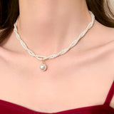 [Double-Layered Pearl Necklace for Women] Chic Double-Layered Faux Pearl Necklace for Women - Versatile & Elegant, Perfect for Casual Attire or Parties