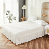 [1pc Elastic Solid Bed Skirt] 1pc Glam Style Solid Color Bed Skirt, Elastic Adjustable, Soft Polyester, Machine Washable, Ruffle Embellishment, Woven Fabric, 90gsm - Ideal for Bedroom, Living Room, Guest Room Decor, Bed Room