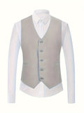 2-Piece Men's Classic Solid Color Dress Suit Set - Single Breasted V-Neck Waistcoat and Fitted Pants for Wedding, Party, Dance, and Formal Occasions - Stylish, Comfortable, and Versatile