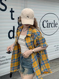 Plaid Pattern Button Up Shirt, Vintage Casual Short Sleeve Shirt For Spring & Summer, Women's Clothing