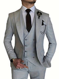 3-Piece Formal Suit Set - Classic Double-Breasted Jacket, Vest, and Pants for Business, Wedding, and Party Occasions - High-Quality Fabric, Comfortable Fit, and Stylish Design