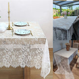 [1pc White Lace Table Cover] 1pc, White Lace Fabric for Table Cover, Lace Decorative Tablecloth Dining Cloth Textile Wedding Party Home Decor