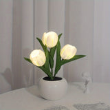 LED Simulation Tulip Night Light - 1pc USB Table Lamp Ornaments With Vase - Best Mother's Day Gift For Home Living Room Desktop Decor