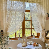 2-Piece Vintage Jacquard Sheer Curtain Set with Rod Pocket, Polyester Mesh Lace Embroidered Decorative Panels for Bedroom, Kitchen, Restaurants - Washable, Unlined, Romance Theme, All-Season