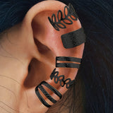 5 Pcs Set Golden Silvery Black Ear Bone Clip Vintage Boho Style Cuff Earring Non Piercing Daily Small Simple Elegant Jewelry For Women