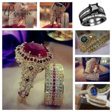 2Pcs/Set Us European Handmade Luxury Exquisite Rings Fashion Jewelry Women’s Gold Color Ring