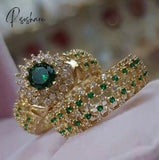 2Pcs/Set Us European Handmade Luxury Exquisite Rings Fashion Jewelry Women’s Gold Color Ring