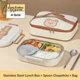 304 Stainless Steel Lunch Box For Adults Kids School Office Microwavable Bento With Bag Insulated