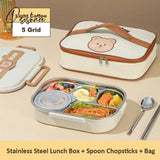 304 Stainless Steel Lunch Box For Adults Kids School Office Microwavable Bento With Bag Insulated