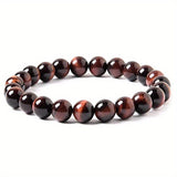 1pc Obsidian Bracelet Men And Women Couple Students Hand Jewelry Beads Tiger Eye Volcano Bracelet