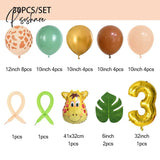 30Pcs Jungle Safari Animal Number Balloons Set Kids 1 2 3 Years Birthday Party Decorations Wild One