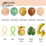 30Pcs Jungle Safari Animal Number Balloons Set Kids 1 2 3 Years Birthday Party Decorations Wild One