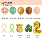 30Pcs Jungle Safari Animal Number Balloons Set Kids 1 2 3 Years Birthday Party Decorations Wild One