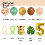 30Pcs Jungle Safari Animal Number Balloons Set Kids 1 2 3 Years Birthday Party Decorations Wild One