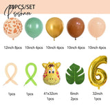 30Pcs Jungle Safari Animal Number Balloons Set Kids 1 2 3 Years Birthday Party Decorations Wild One