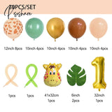 30Pcs Jungle Safari Animal Number Balloons Set Kids 1 2 3 Years Birthday Party Decorations Wild One