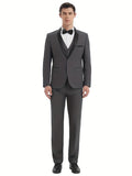 3-Piece Classic Formal Suit Set for Men - Single Button Jacket, Vest, and Trousers - Elegant Formal Attire for Weddings, Job Interviews, and Special Occasions