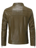 Stylish Men's PU Leather Jacket - Chic Stand Collar, Zip-Up Closure, Casual Wear for Everyday, Party, or Outdoor Activities - High-Quality, Durable, Water-Resistant, and Easy to Clean