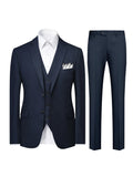 3-Piece Mens Classic Suit Set - Fashionable Solid Blazer, Vest & Pants - Stylish Two-Button Design - Versatile Casual-Formal Style - Ideal for Office & Events