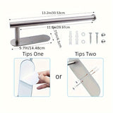 [Self-Adhesive Paper Towel Holder] Under Cabinet Paper Towel Holder, Silvery Drilled or Self-Adhesive Paper Towel Holder, Paper Towel Roll Holder, Stainless Steel Under Counter Paper Towel Holder, Suitable for Kitchen, Pantry