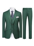 3-Piece Mens Classic Suit Set - Fashionable Solid Blazer, Vest & Pants - Stylish Two-Button Design - Versatile Casual-Formal Style - Ideal for Office & Events