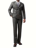 2-Piece Formal Suit Set - Double Breasted Jacket & Matching Dress Pants for Business, Wedding, Party - Classic, Elegant, and Timeless