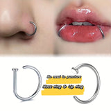 1pc/2pcs Fashion Stainless Steel Nose Ring Lip Ring Without Perforating, Lip Nose Clip