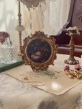 4'' Embossed Vintage Round Photo Frame for Tabletop & Wall Decor, Home Office Decor