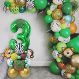 35Pcs/Set Jungle Safari Party Animal Digital Balloons Kids 1 2 3 4 5 6 7 8 Years Birthday