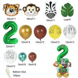 35Pcs/Set Jungle Safari Party Animal Digital Balloons Kids 1 2 3 4 5 6 7 8 Years Birthday