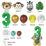 35Pcs/Set Jungle Safari Party Animal Digital Balloons Kids 1 2 3 4 5 6 7 8 Years Birthday