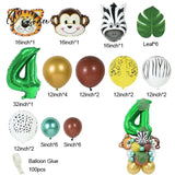 35Pcs/Set Jungle Safari Party Animal Digital Balloons Kids 1 2 3 4 5 6 7 8 Years Birthday