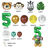 35Pcs/Set Jungle Safari Party Animal Digital Balloons Kids 1 2 3 4 5 6 7 8 Years Birthday