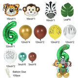 35Pcs/Set Jungle Safari Party Animal Digital Balloons Kids 1 2 3 4 5 6 7 8 Years Birthday