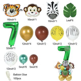 35Pcs/Set Jungle Safari Party Animal Digital Balloons Kids 1 2 3 4 5 6 7 8 Years Birthday