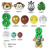 35Pcs/Set Jungle Safari Party Animal Digital Balloons Kids 1 2 3 4 5 6 7 8 Years Birthday