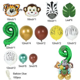 35Pcs/Set Jungle Safari Party Animal Digital Balloons Kids 1 2 3 4 5 6 7 8 Years Birthday