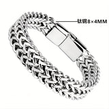 Men's Stainless Steel Bracelets Chain Braided Square Positive And Negative Chain Magnet Buckle, Father's Day GiftBracelet Jewelry